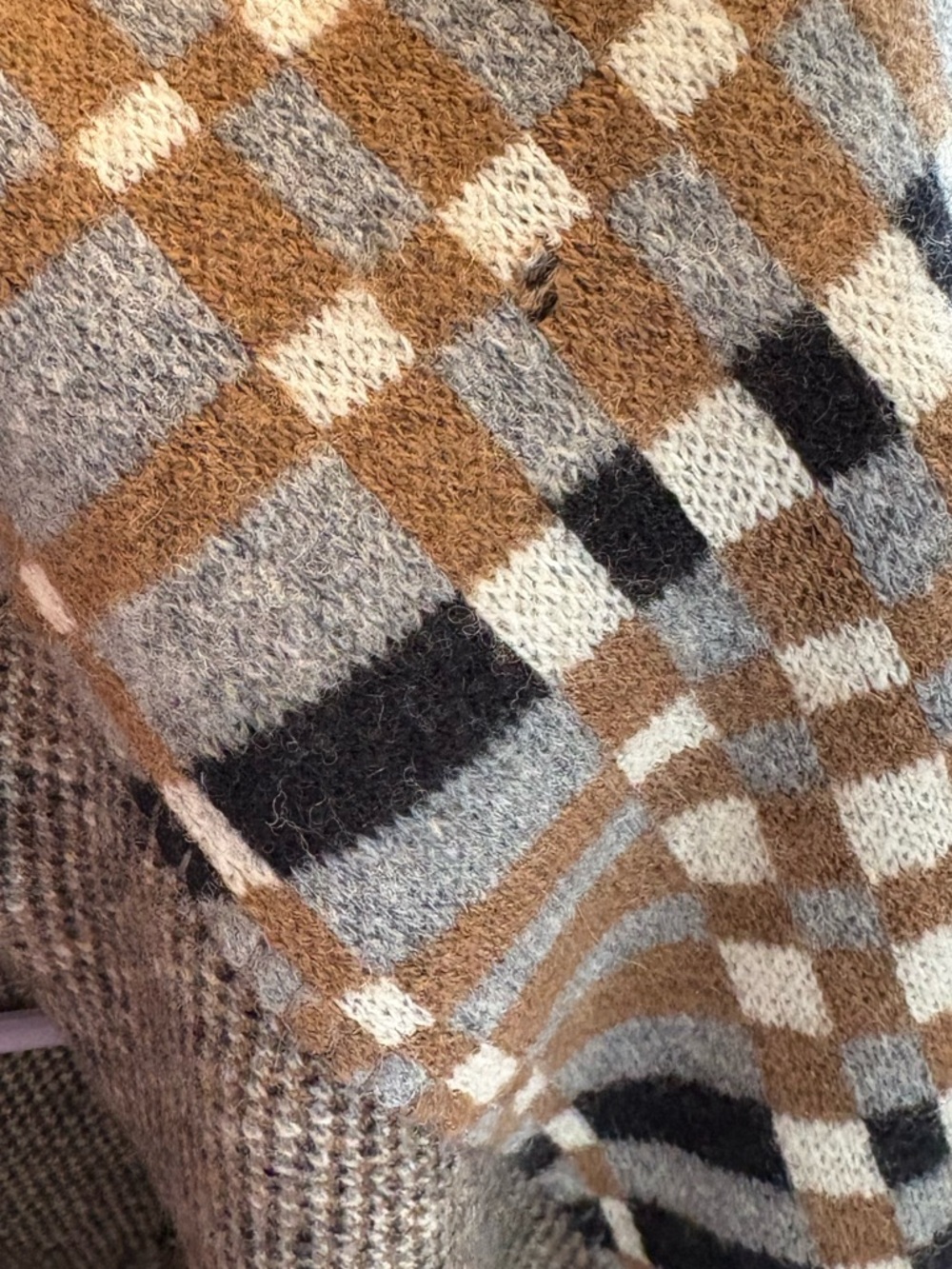 Anthropologie Wool Sweater Coat Hooded Plaid Coatigan Boho Cardigan Jacket chic - Picture 12 of 13